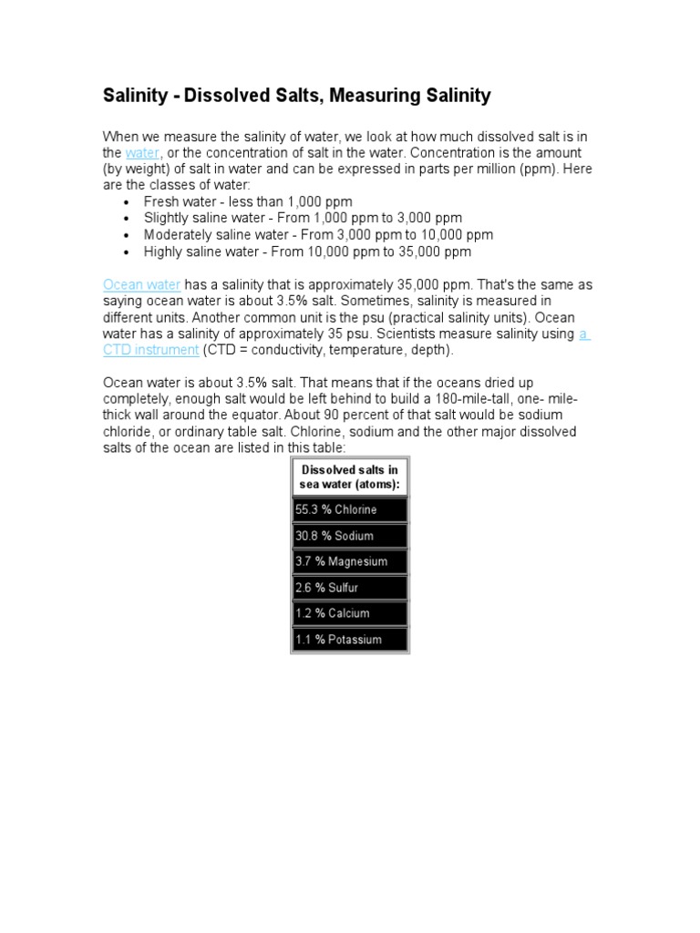Understanding Water Salinity | PDF