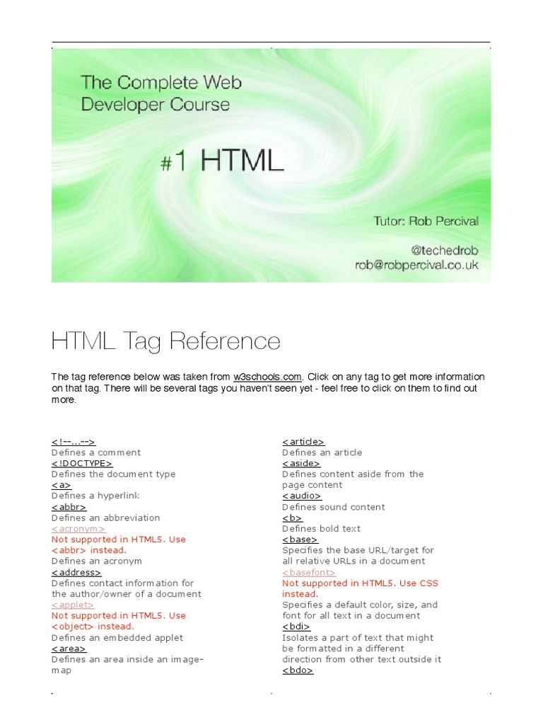 html tag references