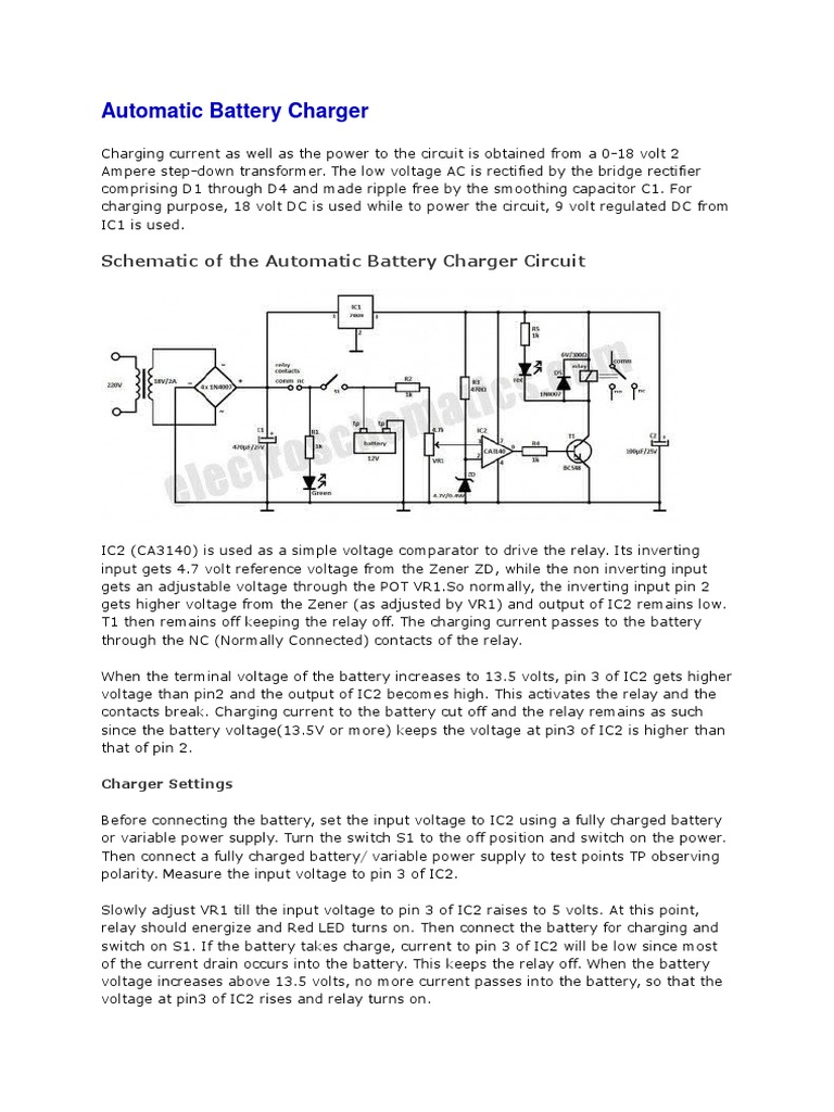 Automatic Battery Charger | PDF