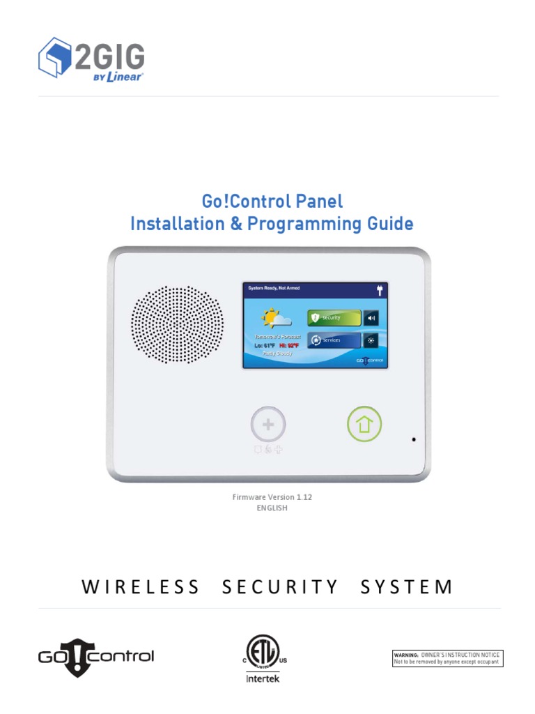 2GIG Go!Control Installation and Programming Guide V1.3 PDF
