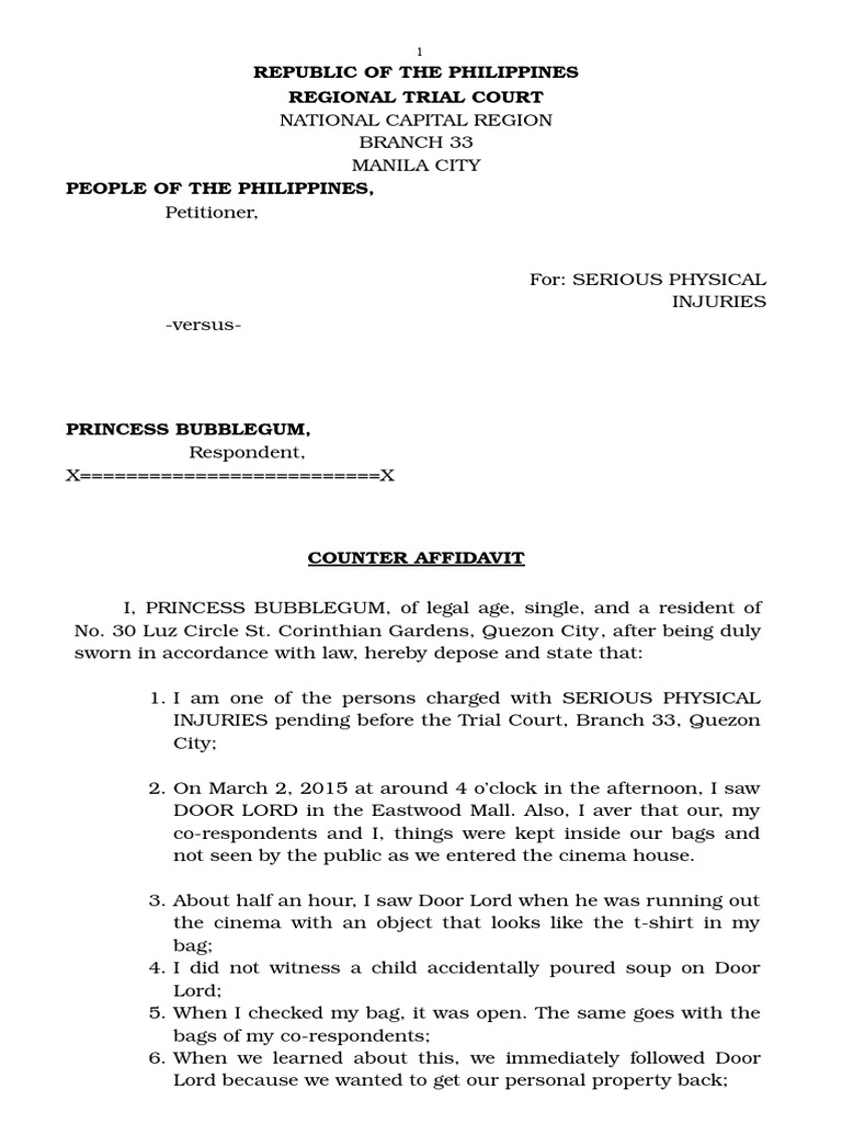 Counter affidavit legal procedure government information