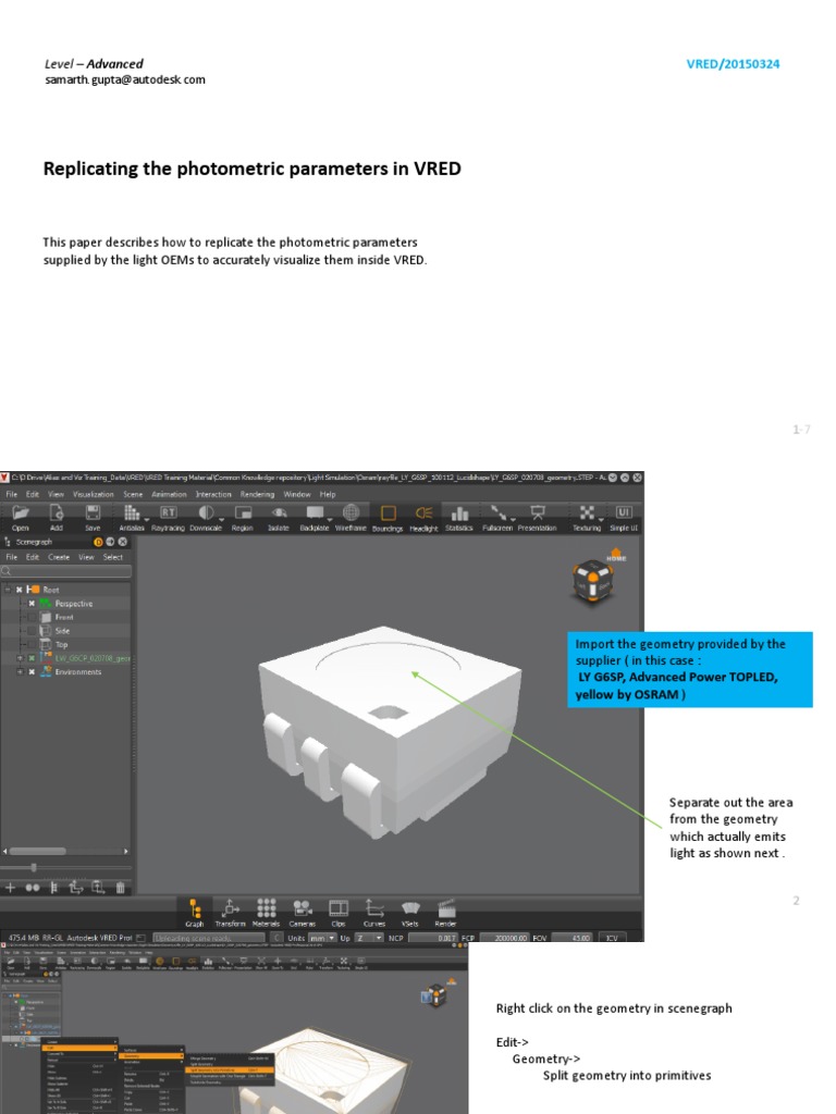 Replicating The Photometric Parameters in VRED | PDF