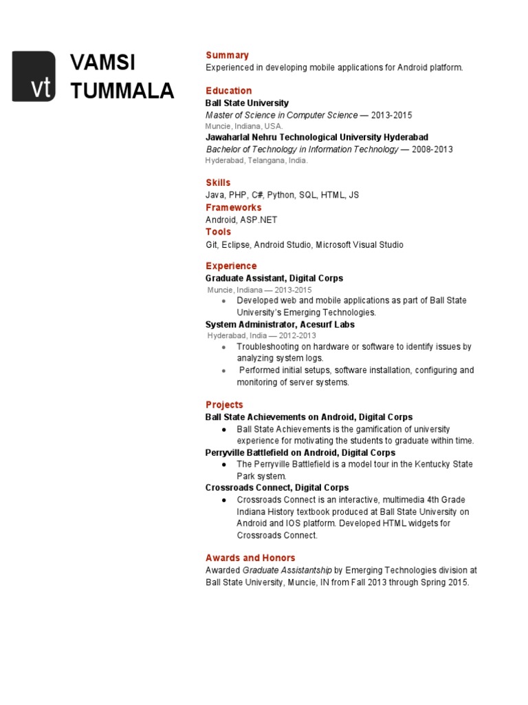 Mobile App Developer Resume Summary | PDF