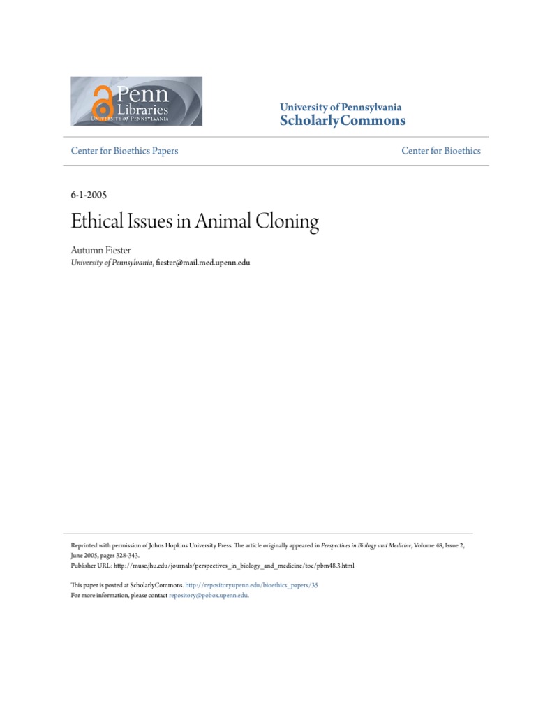 Ethical Issues On Animal Cloning | PDF | Cloning | Bioethics