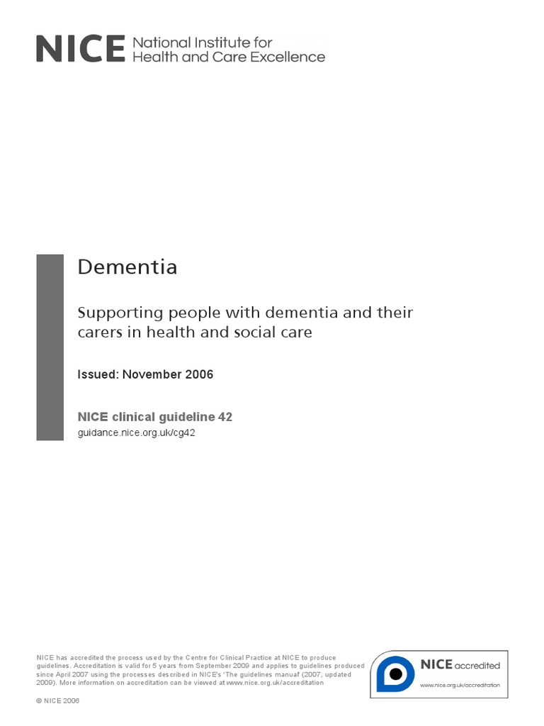 Dementia NICE Guidelines PDF Dementia Caregiver