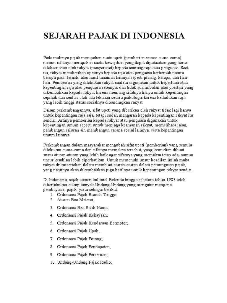 Sejarah Perpajakan di Indonesia | PDF