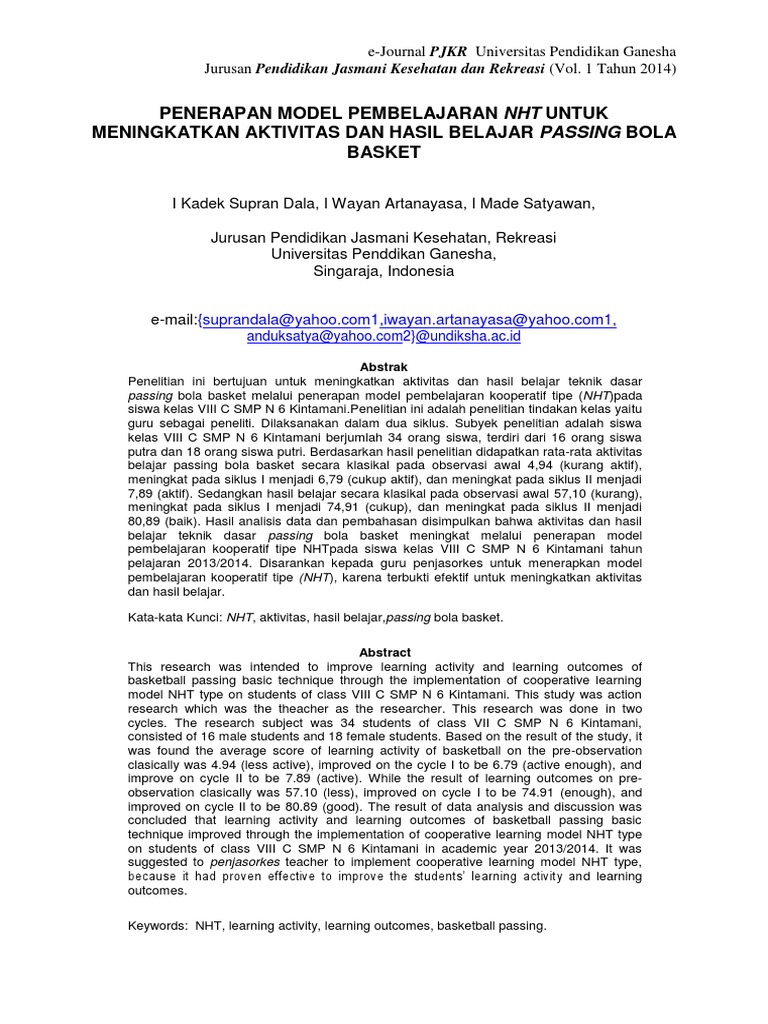 Jurnal Olahraga Bola Basket