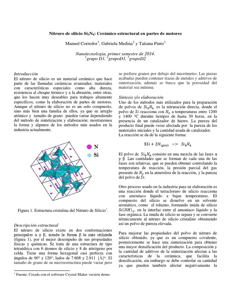 Nitruro de Silicio Silicio Ingeniería Cerámica