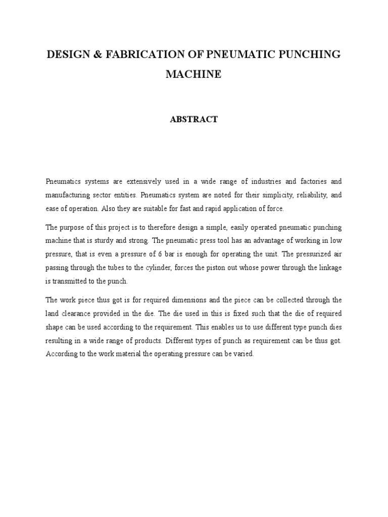 Pneumatic Punching Machine Design | PDF | Piston | Mechanical Engineering
