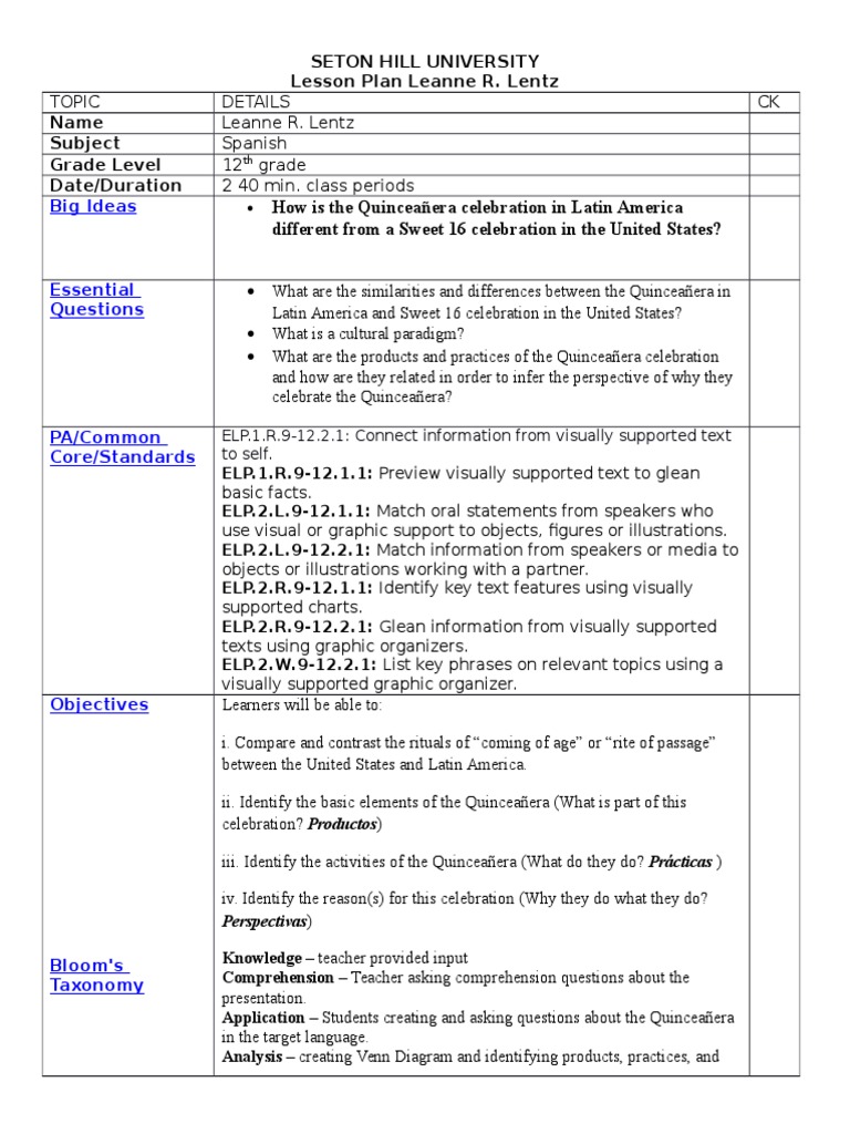 Lesson Plan Module 5 Lentzl | PDF | Reading Comprehension | Second Language