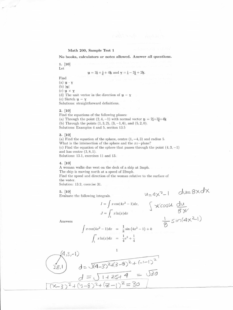 Ubc Math 200 Midterm 1 Sample-2 | PDF