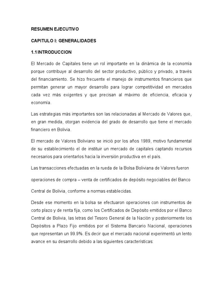 Desarrollo del Mercado de Capitales en Bolivia | PDF | Compartir ...