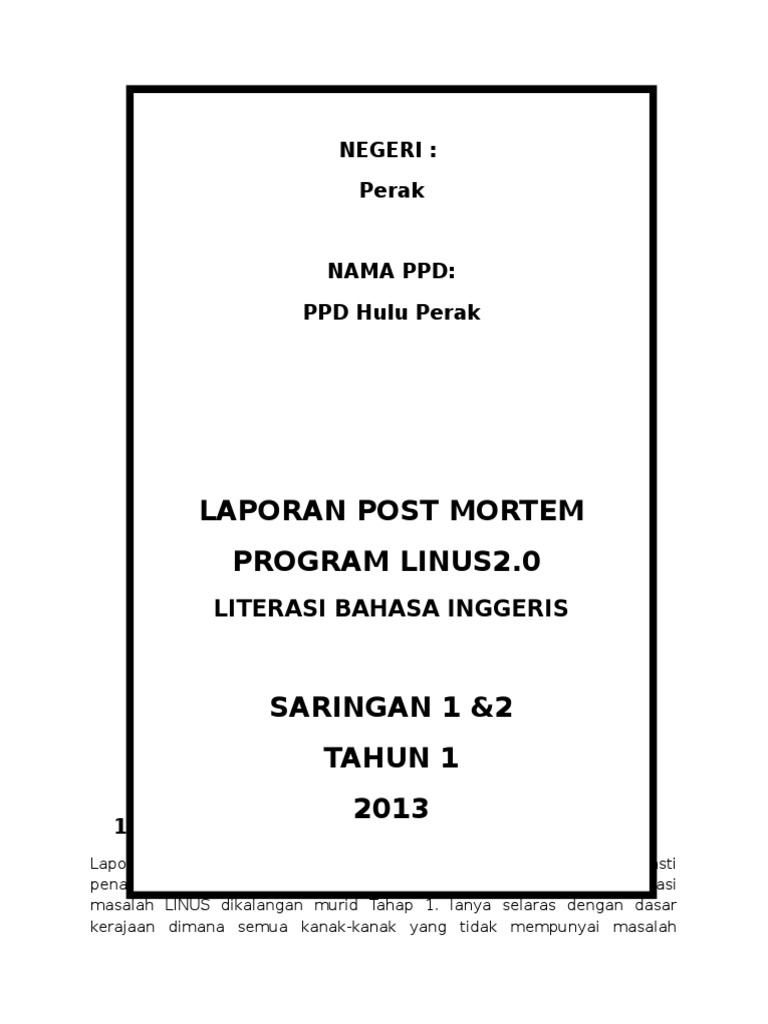 Format Laporan Post Mortem  PDF
