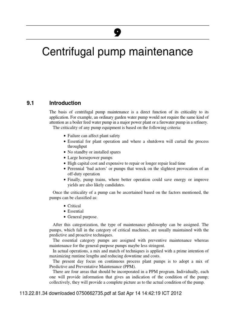 Pump Maintenance PDF Bearing (Mechanical) Pump