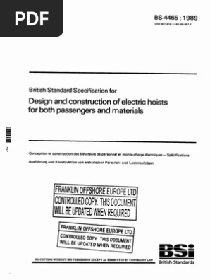 BS 4465 1989 Electric Hoists PDF | PDF | Technology