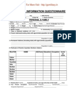 Personal Information Questionnaire: For More Visit - Http://gomilitary - in