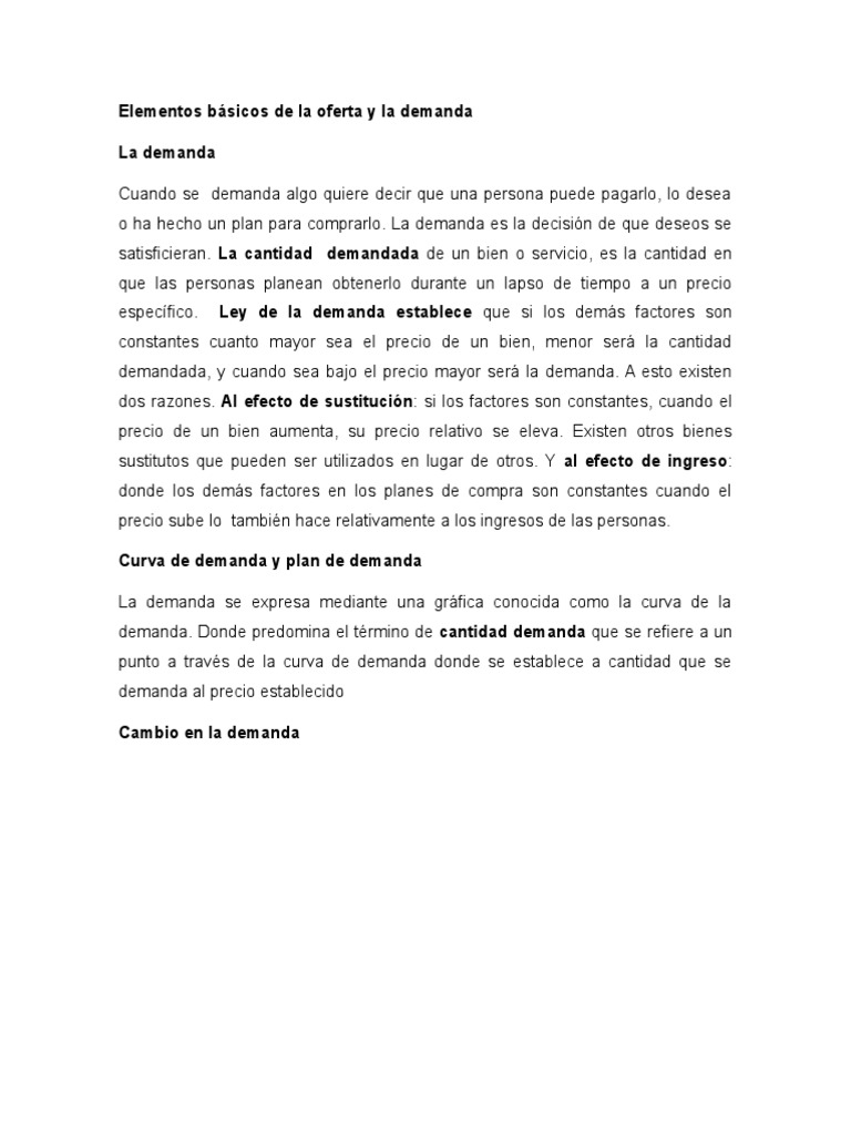 Elementos Básicos de La Oferta y La Demand1 | PDF | Oferta (economía ...