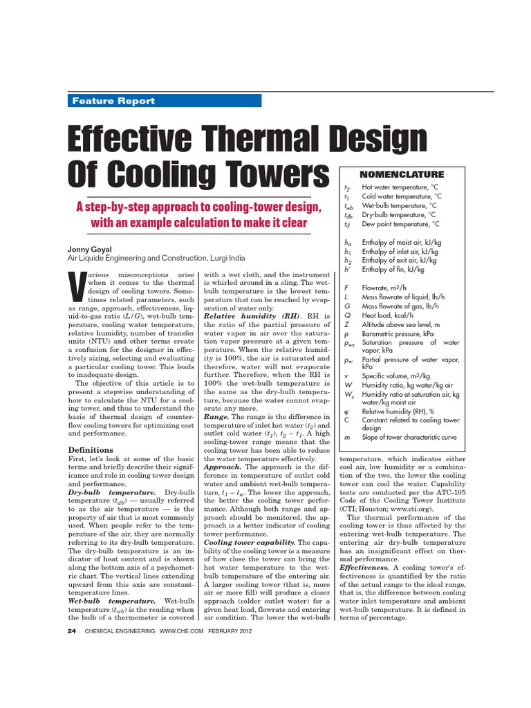 Cooling Tower Deign Guidelines and Procedure PDF Heat Transfer