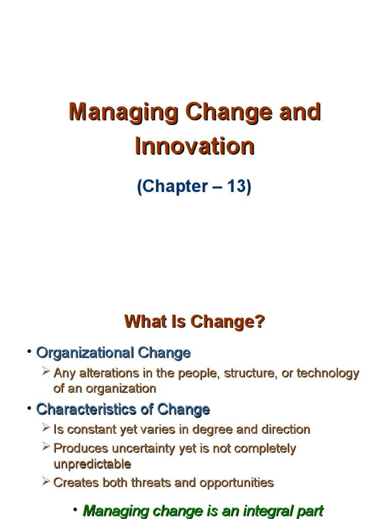 Managing Change and Innovation Strategies | PDF | Innovation ...