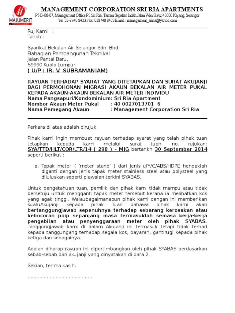 Surat Akujanji Meter Stand Abs Upvc Pdf