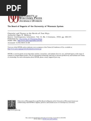 Character And Themes In The Novels Of Jean Rhys Pdf