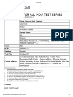 Admit Card For All India Test Series: Academic Session 2014 15