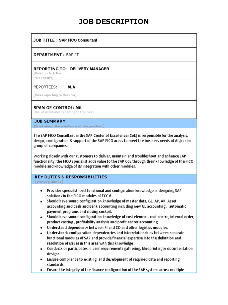 Sap Fico Consultant | PDF | Project Management | Sap Se