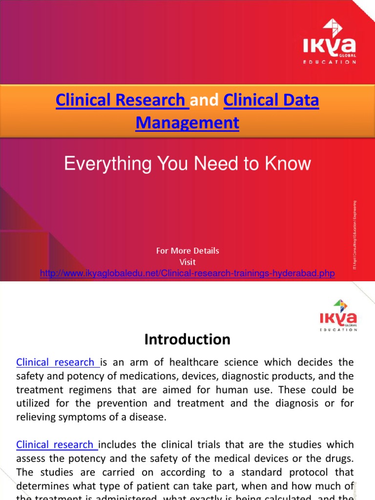 Clinical Research and Clinical Data Management - Ikya Global | PDF