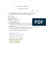 Avaliação de Matemática