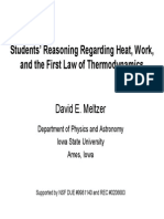 Students' Reasoning About Heat, Work and Thermodynamics