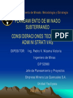 01-PL11 Planeamiento de Minado Subterraneo Consideraciones Tecnicas y Administrativas-PERU