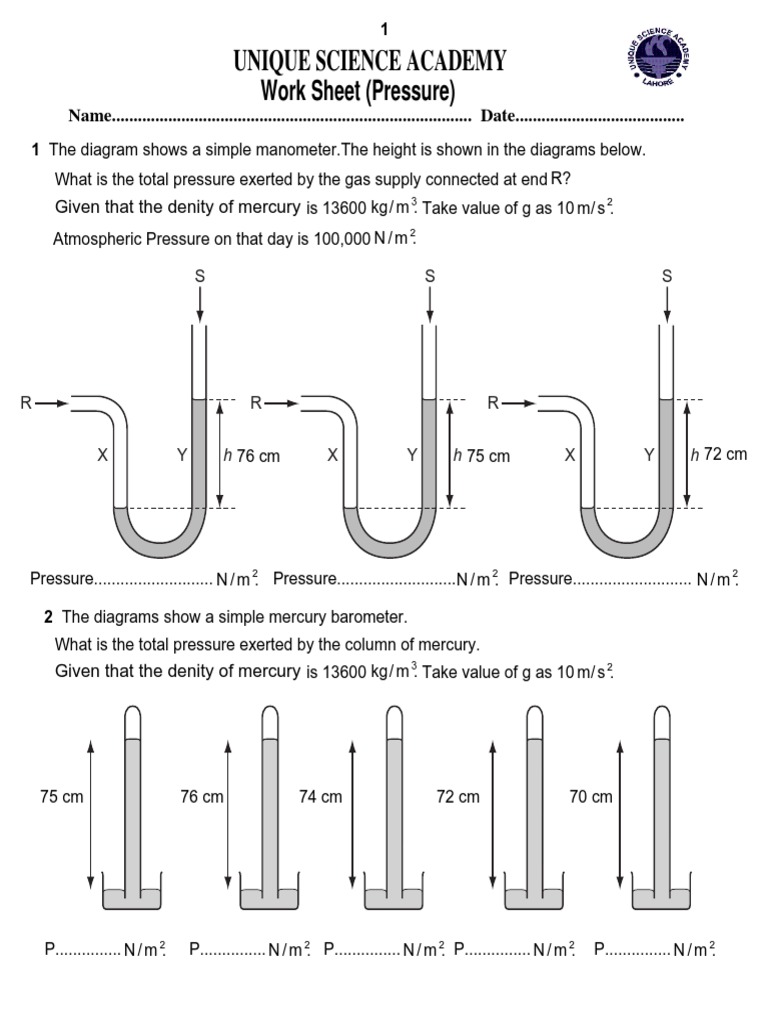 Pressure Calculations in Manometers | PDF | Teaching Methods ...