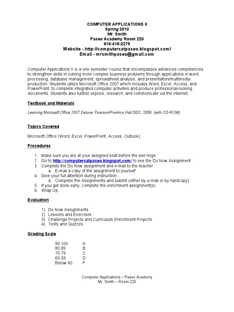 Computer Syllabus 2 | PDF | Microsoft Office | Microsoft Excel