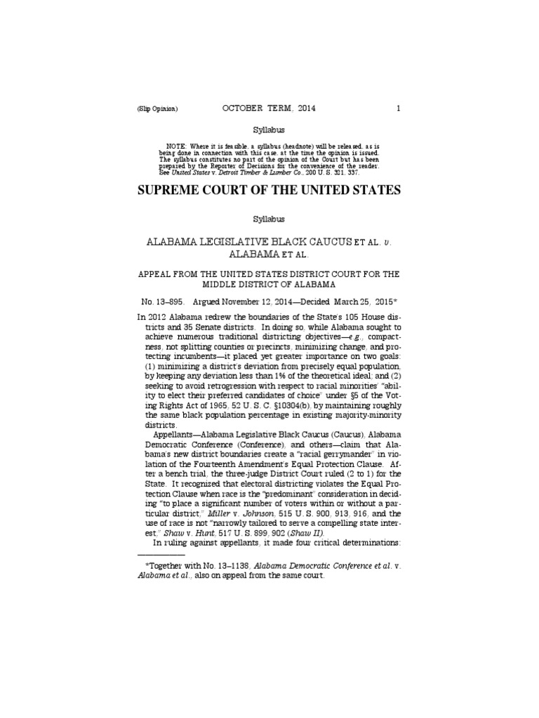 Alabama Redistricting Decision by US Supreme Court | PDF