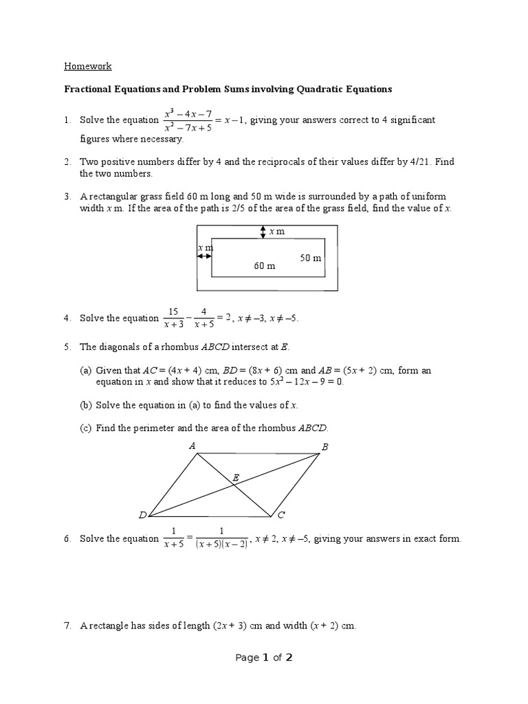 3exp Fractional Equations Problem Sums Involving Quadratic Equations 2 ...