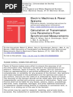 Calculation of Transmission Line Parameters From Synchronized Measurements