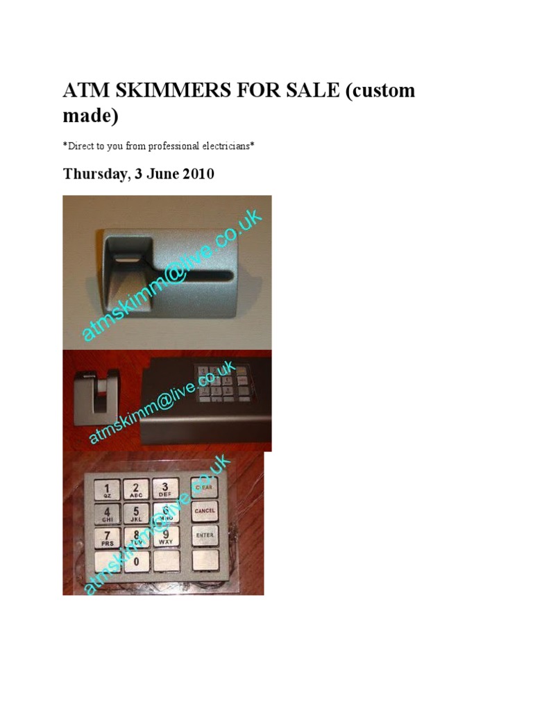 Atm Skimmers For Sale (Custom Made) Thursday, 3 June 2010 PDF