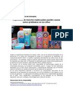 Los Niños y La Prevención Del Chikunguña Repelentes de Insectos Inadecuados Pueden Causar Serios Problemas en Los Niños