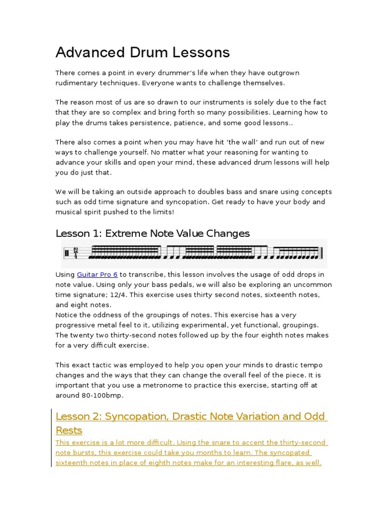 Advanced Drum Lessons Pdf Drum Kit Poetics