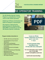 CNC Machine Operator Training: Program Includes Instruction in