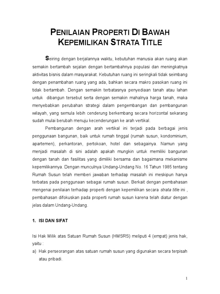 Penilaian Properti Strata Title | PDF