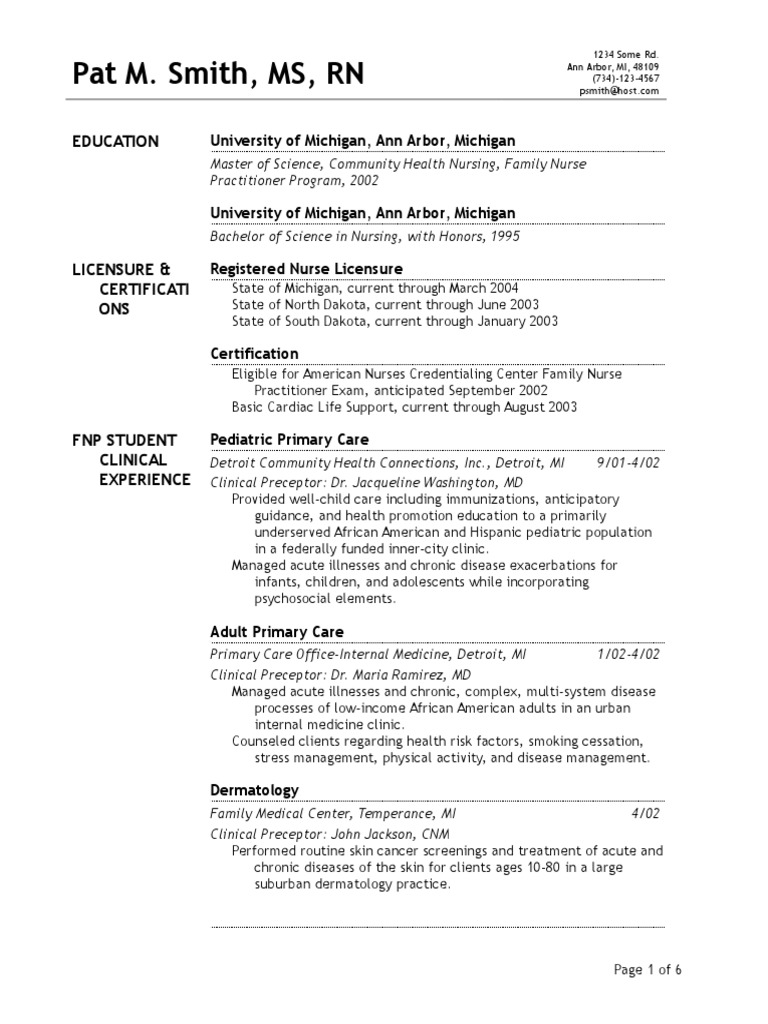 Sample Nursing Resume PDF University - 1705942671