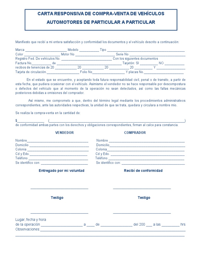 Carta responsiva compra venta automovil pdf reader para
