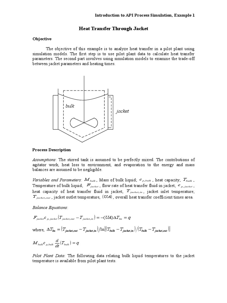 Determining Heat Transfer Parameters and Analyzing the Impact of Jacket ...