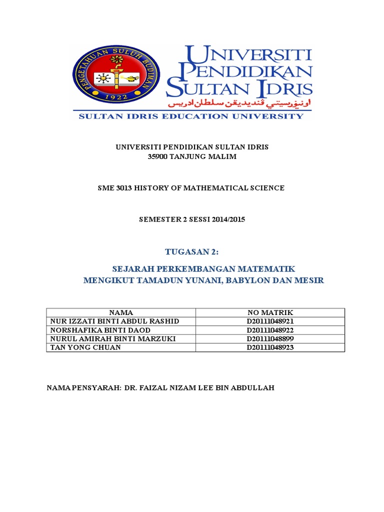 Perkembangan Matematik Tamadun Babylon Yunani Dan Mesir Pdf