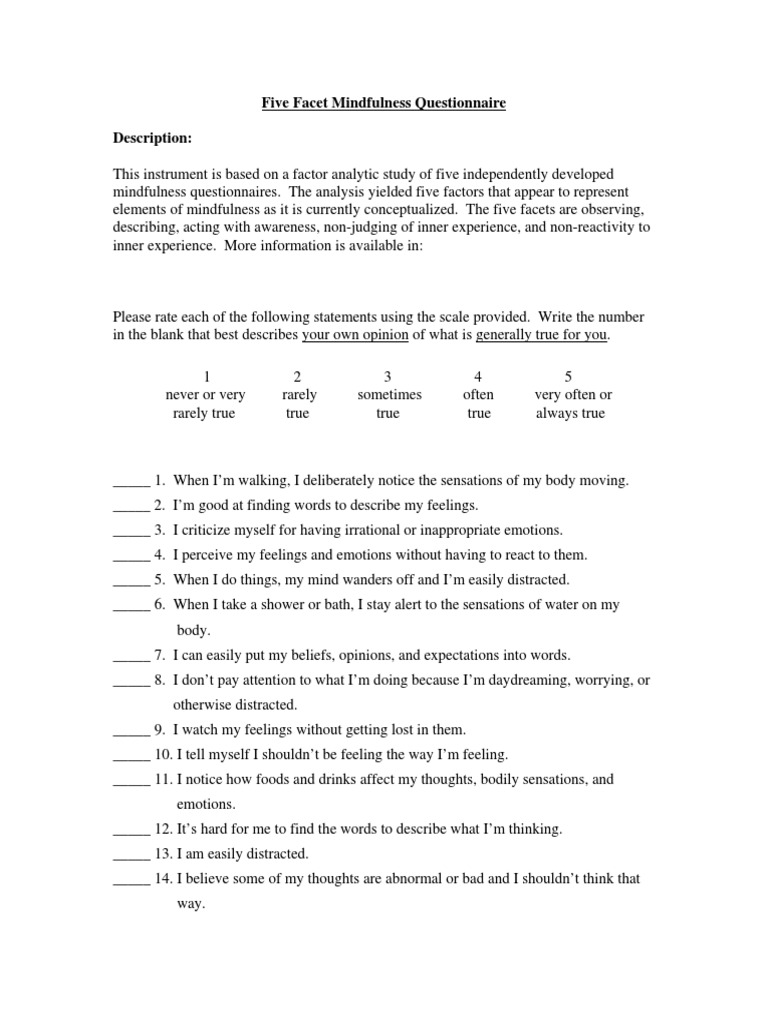 Five Facet Fra Ross White | PDF | Mindfulness | Emotions