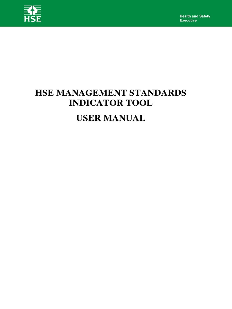 HSE Management Standards Tool Manual | PDF | Sample Size Determination ...