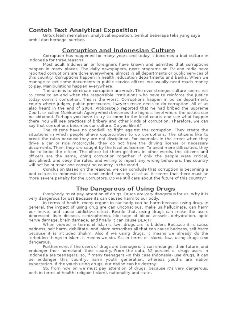 Contoh analytical exposition tentang homework image