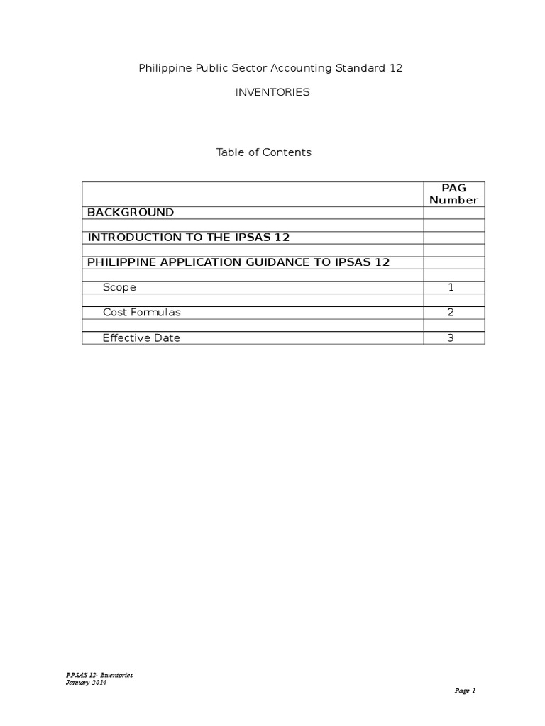 PPSAS 12: Accounting for Inventories | PDF | Inventory | Going Concern