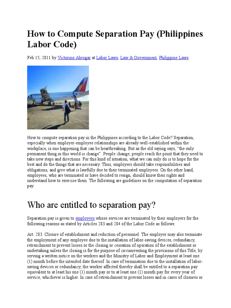 How to compute separation pay layoff employment